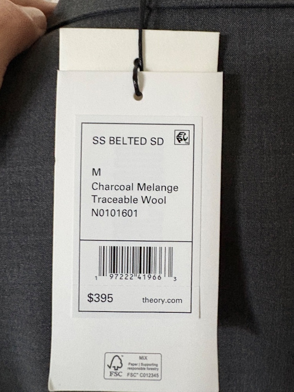 NWT Theory Short Sleeve Belted Charcoal Melange Traceable Wool Dress - Picture 4 of 6